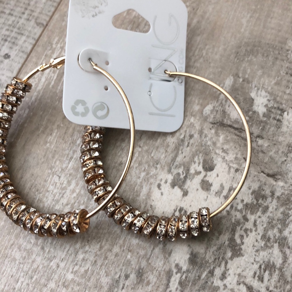 Gold plated hoops with bling